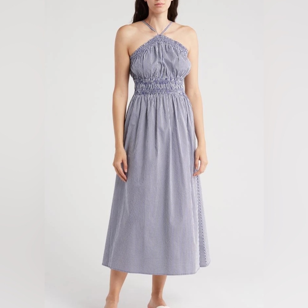 Rachel Parcell Halter Neck Blue Midi Dress